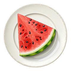 Top View Watermelon Slice PNG &ndash; Juicy Red Fruit Isolated on White Background

