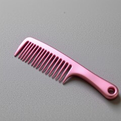 Pink Plastic Comb on Grey Background