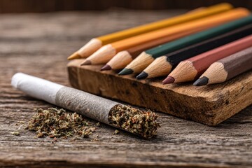 Marijuana Blunt for Smoking. Isolated Wooden Object with White Background