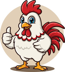 Cheerful Rooster Mascot: Cartoon Character Giving a Thumbs-Up for Positive Branding