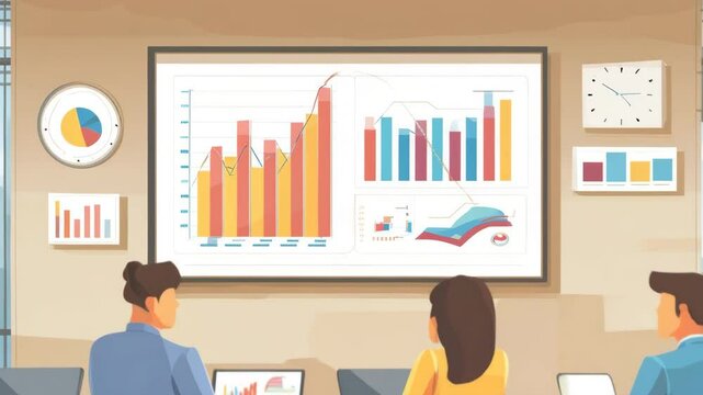 Business meeting with graphs and charts