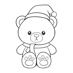 cute teddy bear with christmas hat character vector illustration design