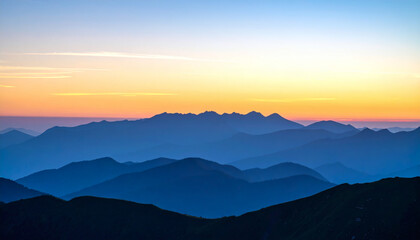 Fototapeta premium Serene Mountain Landscape at Sunrise with Layered Color Gradients
