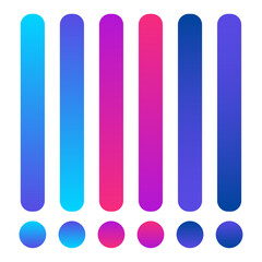 Abstract vertical bars and circles with vibrant blue, purple, and pink gradients on a white background