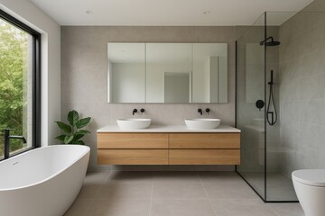 Fototapeta premium Modern minimalist bathroom design.