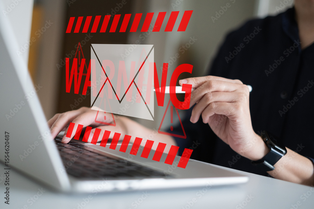 Poster electronic mail spam hacker message online security protection technology safety network warning con
