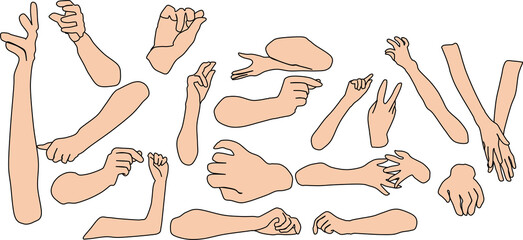 手のパーツのグラフィック素材のイラストセット	
