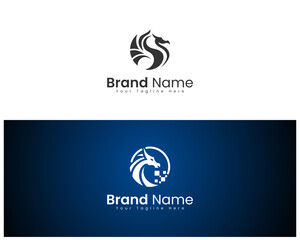 Obraz premium Modern dragon logo design with abstract elements for branding and identity
