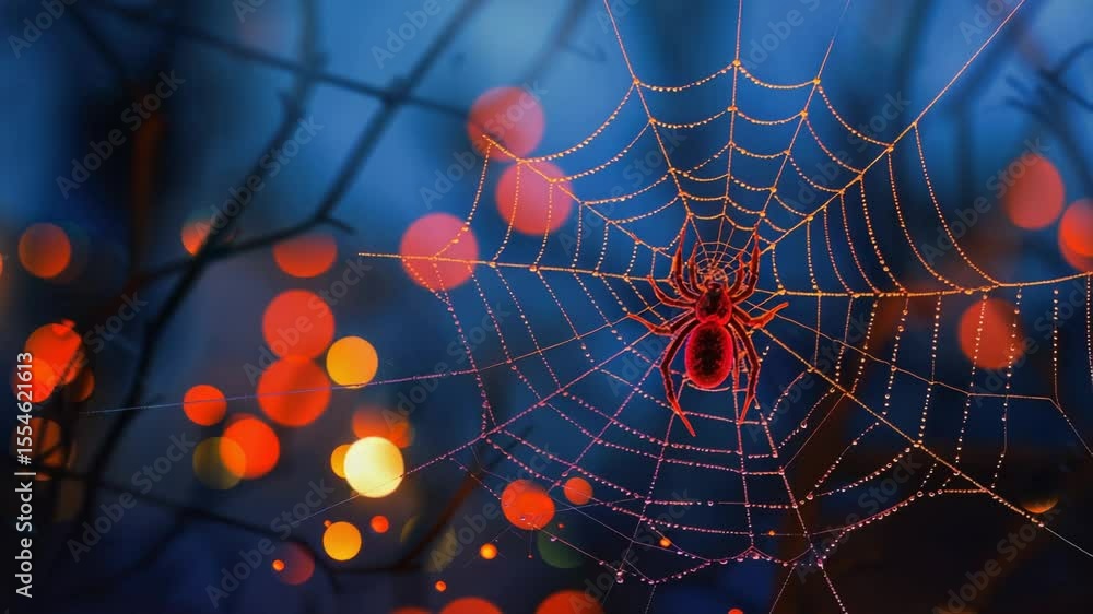 Poster a spider sits in the middle of its intricate web, waiting for prey
