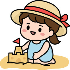 모래놀이하는 아이 일러스트
