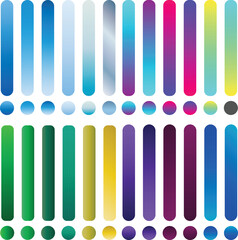 Abstract colorful vertical bars and circles with gradient isolated on white background
