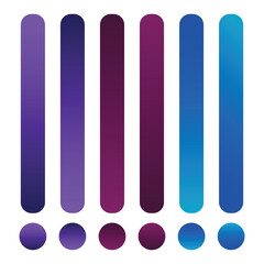 Abstract gradient color bars and circles on a white background, representing a spectrum of colors