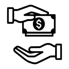 Money transaction icon, hand giving dollar cash to another hand, financial exchange, payment symbol, business deal, salary payment, loan repayment, banking services, ecommerce concept
