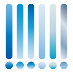 Blue and silver gradient bars and circles isolated on white background