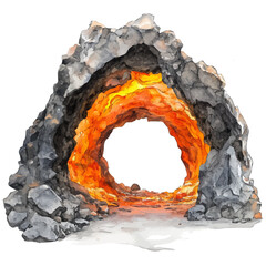 Obraz premium Lava Tubes, watercolor vector, isolated on a white background.