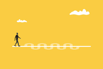 Businessman Choice to go the long way or the short way. concept of Shorten the path, job done easier and faster, Pay to win