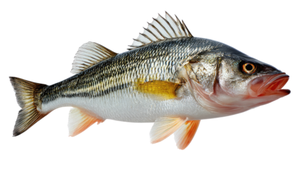 Walleye Fish: A fresh walleye, scales shimmering, glistens, a prized catch presented, embodying aquatic nature's allure.
