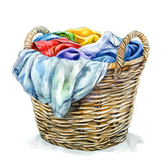 watercolor of Laundry Basket, vector, isolated on a white background.