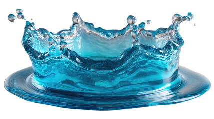 Water Crown: Capturing the instantaneous beauty of a water crown, showcasing the dynamic form and fluidity of water, rendered in a clear and refreshing palette.
