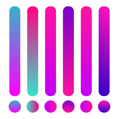 Abstract colorful vertical gradient bars and circles isolated on white background
