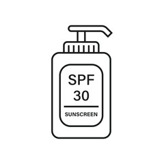 Sunscreen cream icon in flat style. Skin protection vector illustration on isolated background. Skincare pharmacy sign business concept.