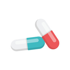 Pill icon in flat style. Drug vector illustration on isolated background. Medicine pharmacy sign business concept.