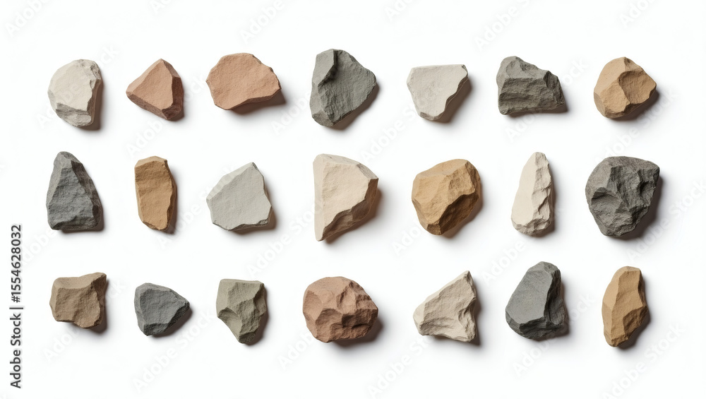 Poster a collection of various stones in different shapes and colors