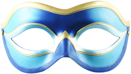 Blue and gold trimmed superhero mask isolated on a transparent background image