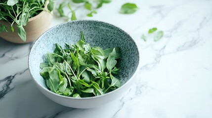 Serving healthy bowl on marble table