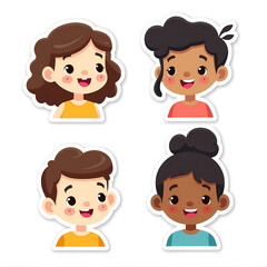 illustration of cute kids with different hair style smiling cheerfully 
