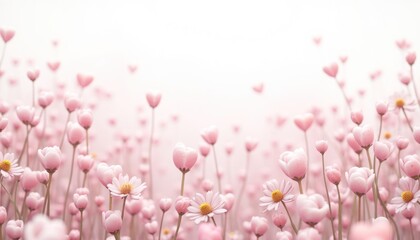 Fototapeta premium Delicate pink flowers in a field.