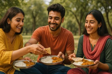 Friends enjoying outdoor meal