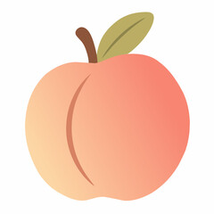 Fresh peach in soft pastel tones with a cute cartoon look, ideal for organic food designs, healthy lifestyle icons, or fruit packaging illustrations.