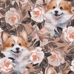 Corgi and Roses Pattern