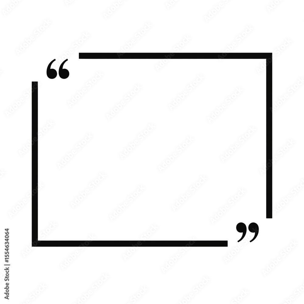 Fototapete simple black quote box with quotation marks for social media posts, blogs and presentations, perfect