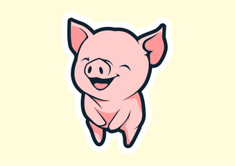 cute pig vector icon illustration cartoon