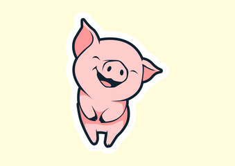 cute pig vector icon illustration cartoon