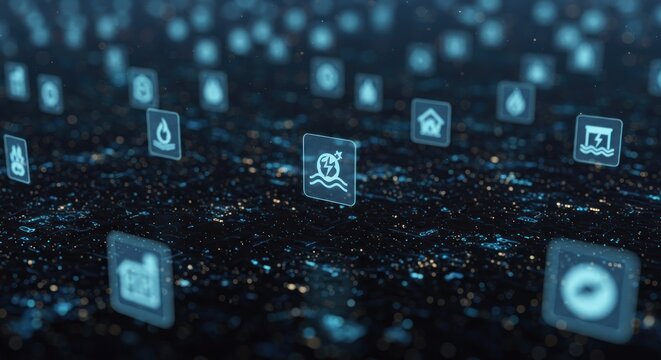 Abstract glowing icons background