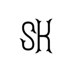 SK monogram logo design letter text name symbol monochrome logotype alphabet character simple logo
