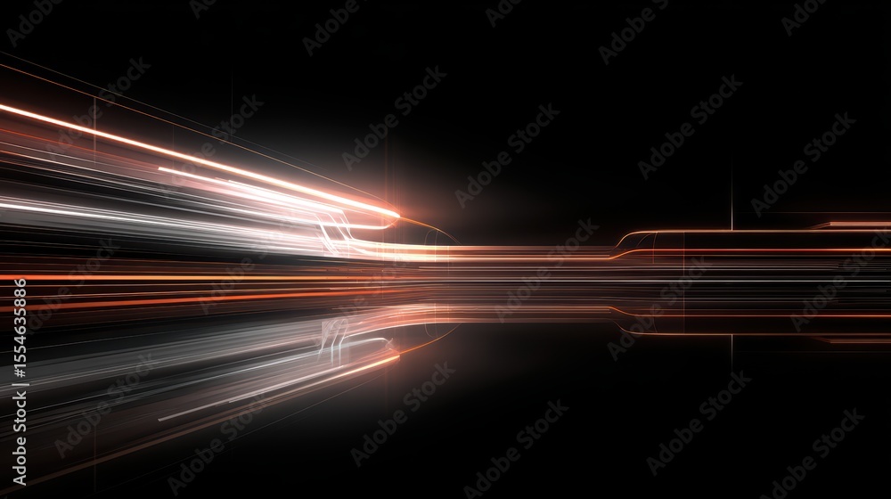Poster abstract light trails in motion capturing dynamic energy and speed against a dark background