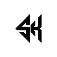 SK monogram logo design letter text name symbol monochrome logotype alphabet character simple logo