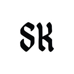 SK monogram logo design letter text name symbol monochrome logotype alphabet character simple logo