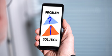 Problem and solution concept on a smartphone