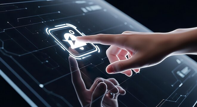 Cyber security accessed with a finger on a touch screen showing privacy and data protection in digital technology. - Powered by Adobe
