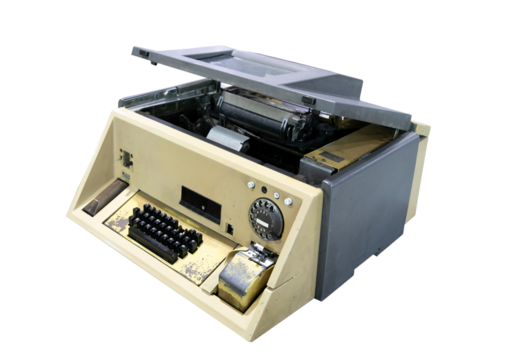 Vintage teletype on transparent background