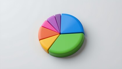 Fototapeta premium a simple 3d pie chart icon, data analysis symbol, isolated on white, 8k.