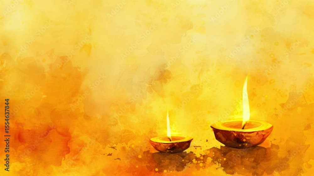 Poster two lit candles placed on a bright yellow surface, perfect for adding warmth and coziness to any sce