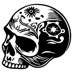 Hand Drawn Hexagonal Frame with Skull - Vector Graphic for Game Assets and Social Media Posts