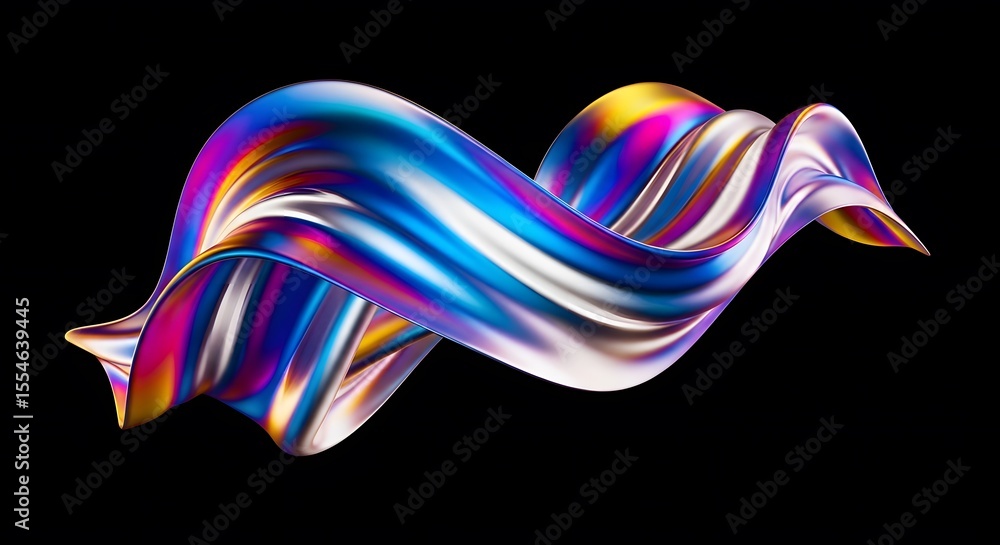 Poster abstract iridescent ribbon swirl a vibrant, dynamic flow of color and light, creating a mesmerizing 