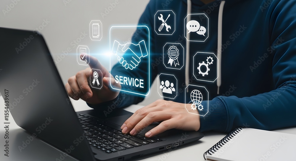 Poster revolutionizing customer service seamless digital support and enhanced client interaction through in